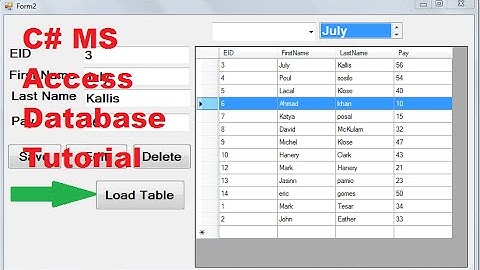 C# MS Access Database Tutorial 12 # Show database values in Table or DataGridView