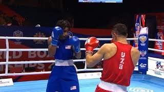 Round of 16 (69kg)  BATUROV Bobo-Usmon (UZB) vs JOHNSON Delante (USA) /AIBA World 2019