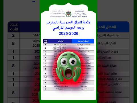 لائحة العطل المدرسية بالمغرب 2025 2026     