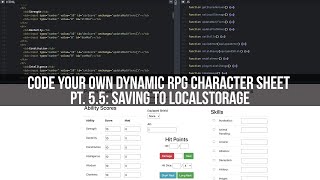 How to Code a Dynamic RPG Character Sheet Pt. 5 - Saving and Loading Pt 1 of 2