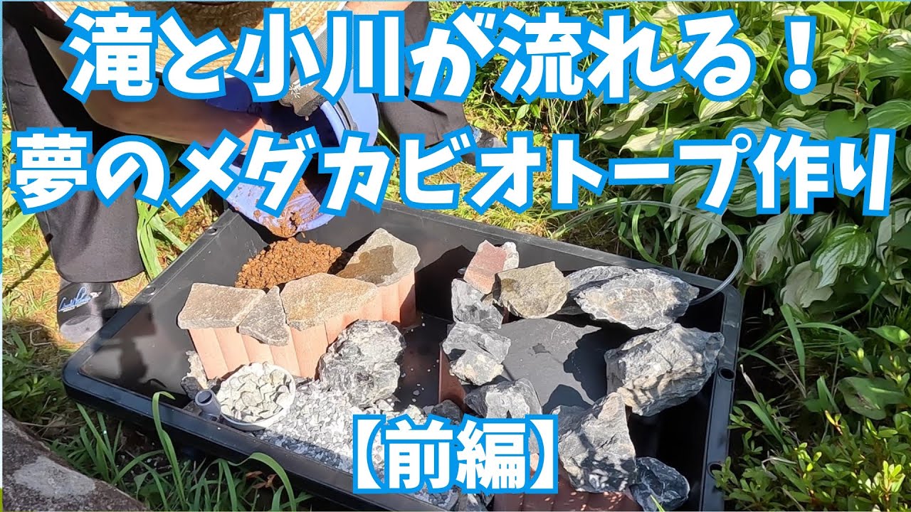 滝と小川が流れる！メダカのビオトープを手作り【前編】庭で夢の水辺空間づくり