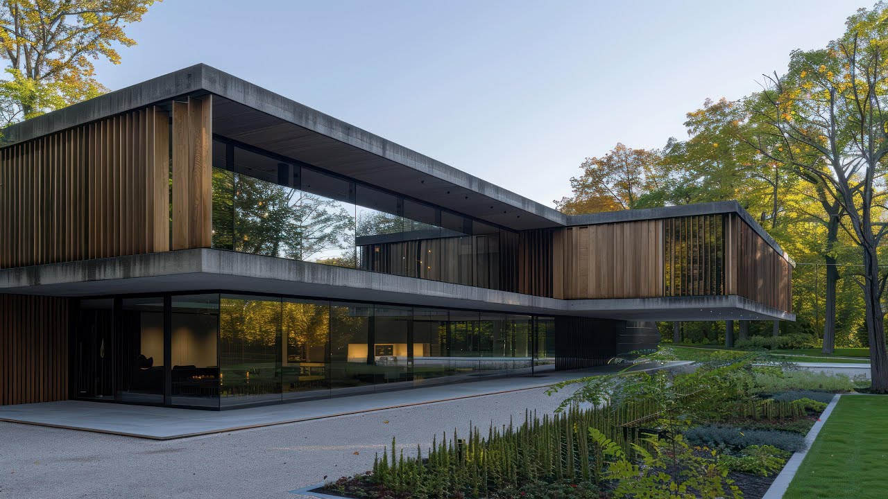 Explore Breathtaking Modern Half Concrete Half Wood House Design: A Harmonious Fusion of Materials!