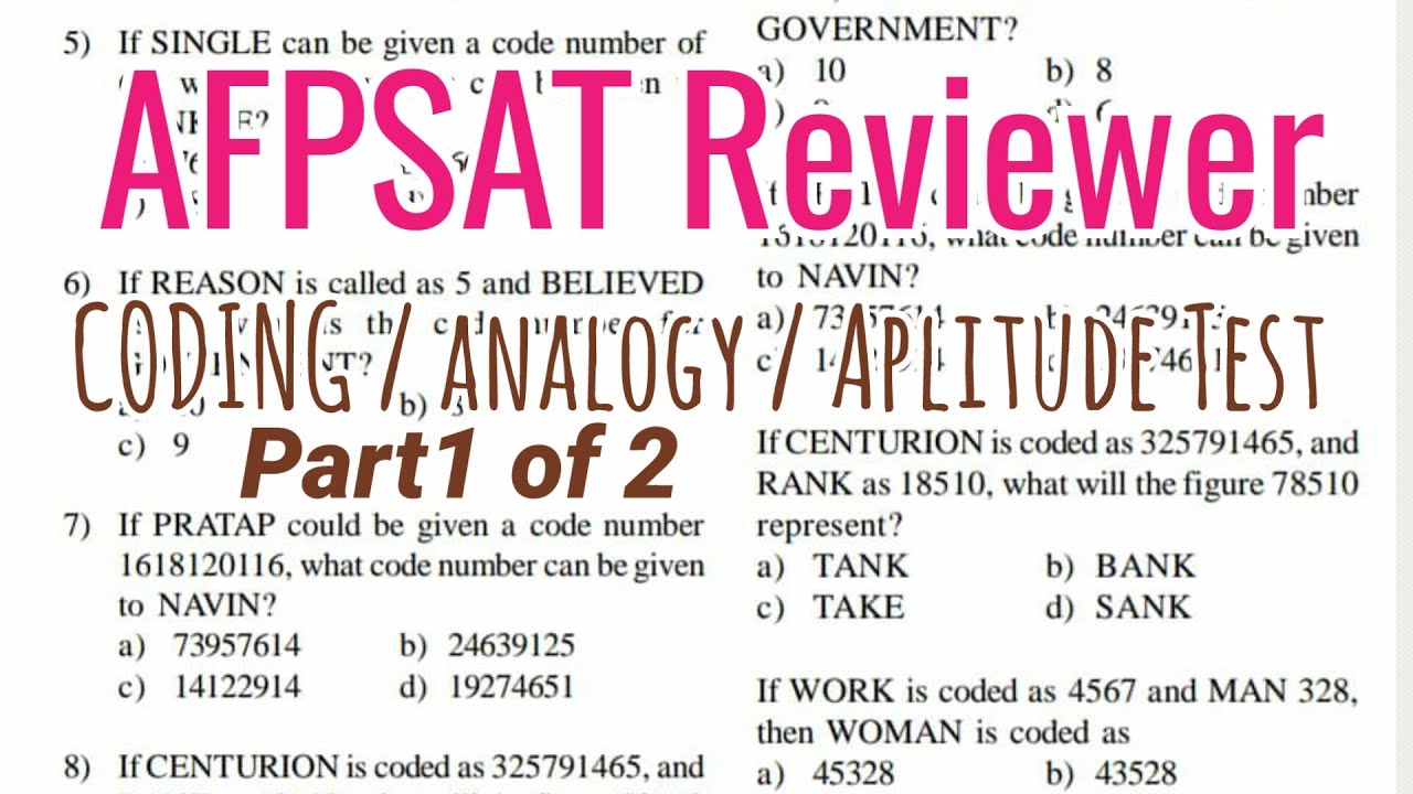 afpsat-reviewer-code-number-aptitude-test-analogy-part1-of-2-youtube