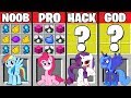 Minecraft Battle: PONY CRAFTING CHALLENGE ~ NOOB vs PRO vs HACKER vs GOD - MY LITTLE PONY Animation