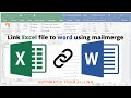 How to Link Excel file to Word document using Mailmerge