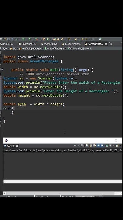 Java Program to find Area of Rectangle - YouTube