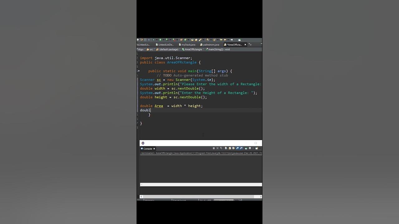 Java Program to find Area of Rectangle - YouTube