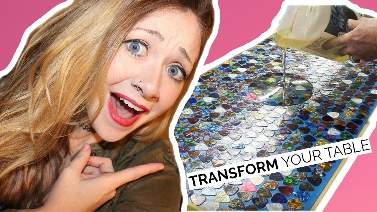 DIY GUITAR PICK TABLE TOP DIY LIQUID GLASS EPOXY TABLE TOP Laci