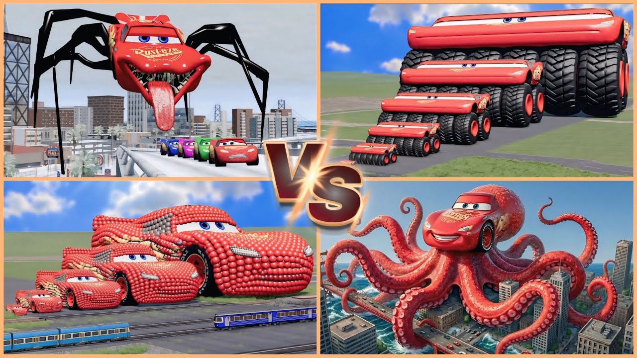 🏎️IMPOSSIBLE BATTLE! Lightning McQueen vs Giant Mutants! Who will win this epic race?