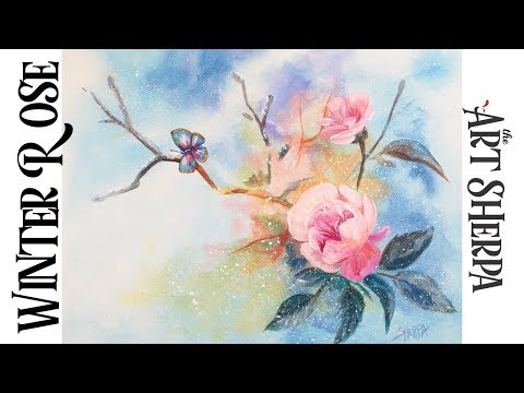 Beginners  Painting in acrylic Snow Roses Live stream