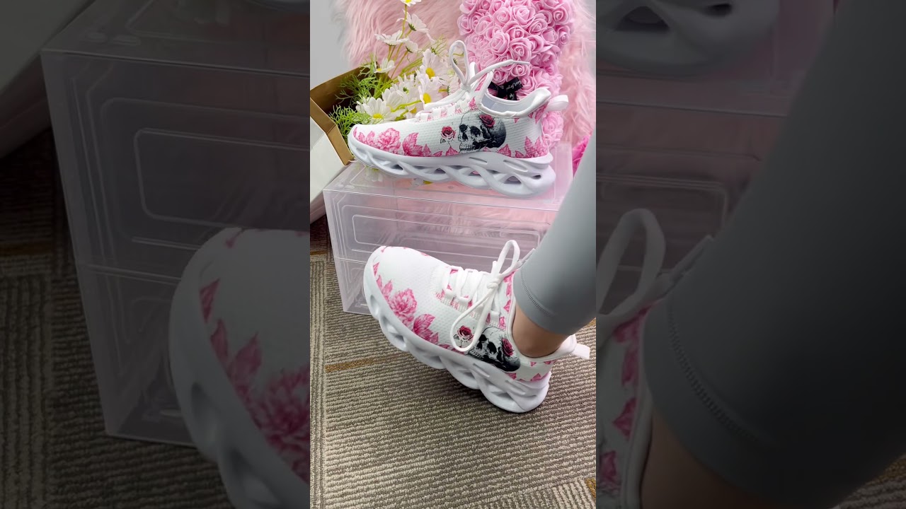 Chic White & Pink Floral Sneakers 