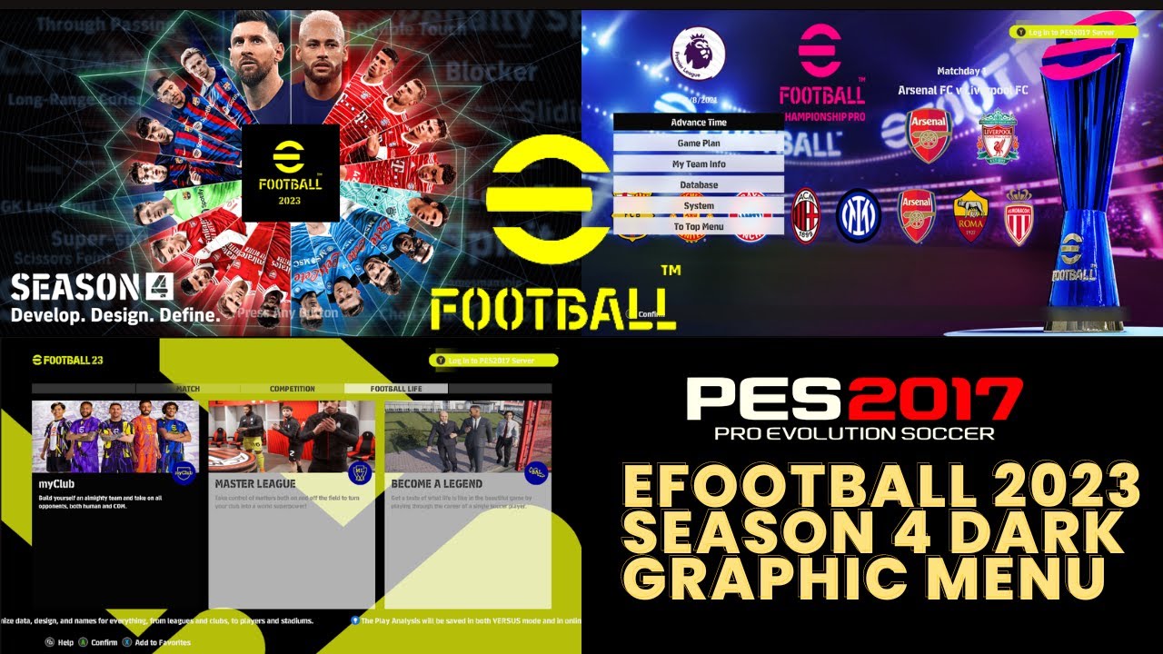 PES 2017 EFOOTBAL SEASON 4 DARK | GRAPHIC MENU PES 2017 - YouTube