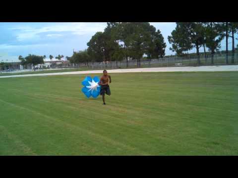 CJ training with football parachute 06/28/11