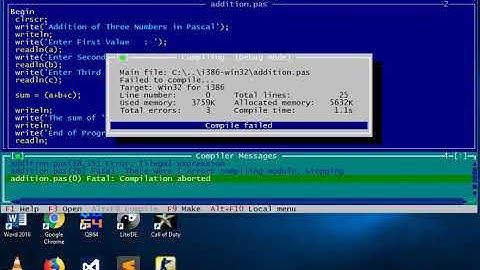Addition of Three Numbers in Pascal