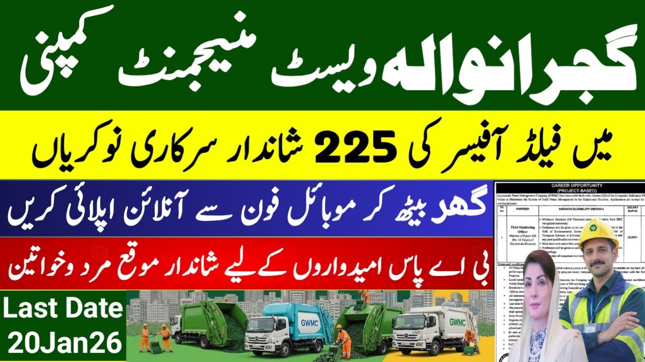 GWMC Jobs 2026 Online Apply | Field Monitoring Officer  225 Jobs 2026 | Jobs in Punjab 2026