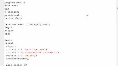 Programación en Pascal - Procedimientos y Funciones en Menú