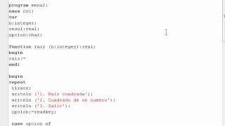Programación en Pascal - Procedimientos y Funciones en Menú