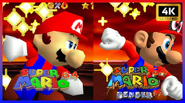 Super Mario 64 vs Render 96 w/ Raytracing 4K | Graphics & Sound Comparison