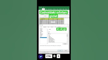 Cədvəldəki sıfırları gizlət  IINNABI #exceltips #quicktips