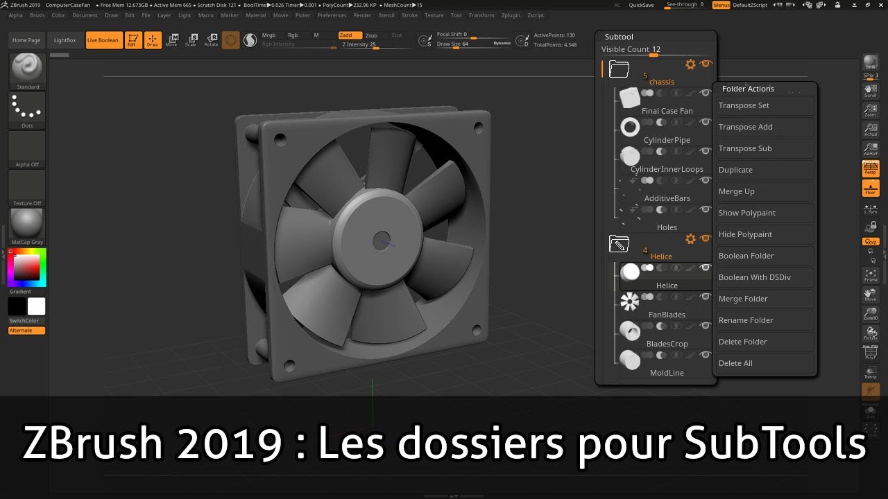 make folder in zbrush subtool