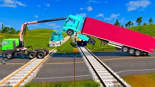 TRANSPORTING PIXAR CARS & FRUITS WITH COLORED & JOHN DEERE vs CLAAS vs TRACTORS - BeamNG.drive #983