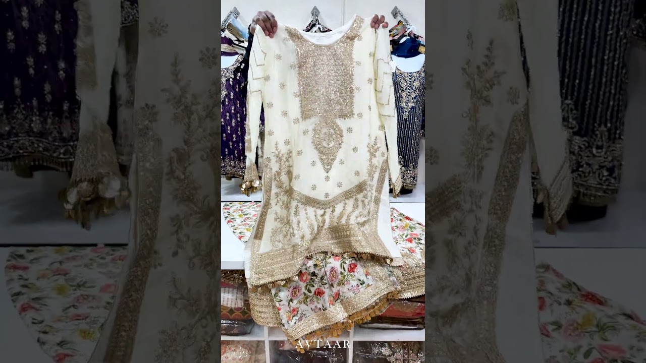 Ivory Embroidered Sharara Suit