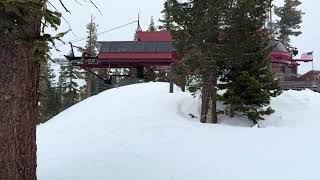 Skiing Burnout, the groomed black diamond from the Backside Express at Northstar California Resort