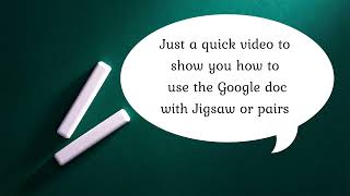 Using Google Docs for student collaboration breakout rooms (Jigsaw activity, pairs, etc.)