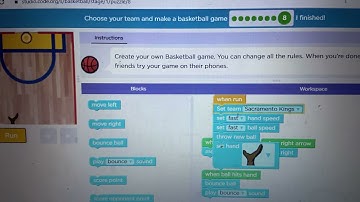 Code.org Choose your team and make a basketball game Puzzle 8