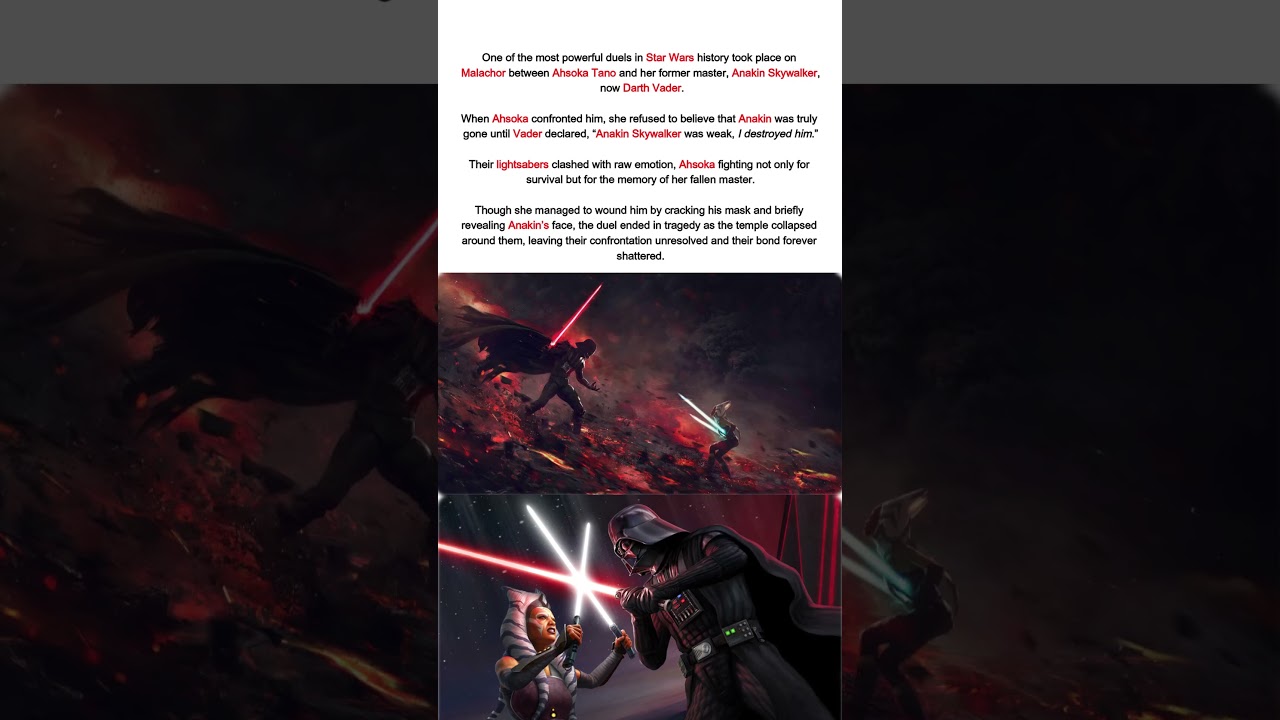Ahsoka vs Darth Vader: The Final Duel Between Master and Apprentice