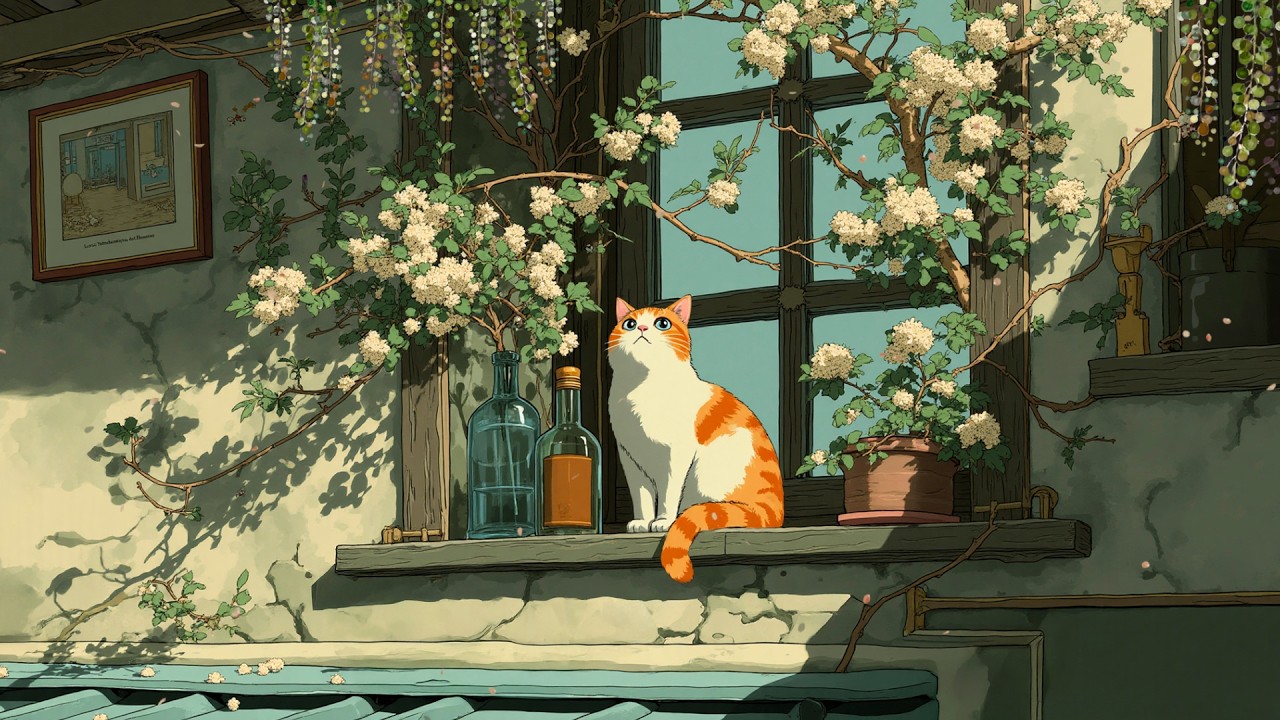 Gentle March with My Cat 🌸😸 Lofi Japanese Music Relax, Sleep, Stop Overthinking