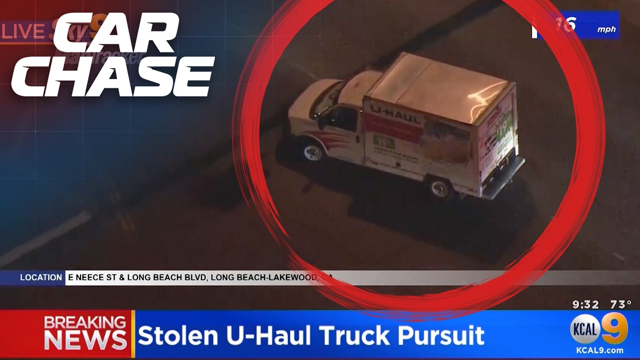 Driver of stolen U-Haul takes cops on chase through Long Beach - YouTube