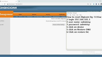 How to reset Digicom Dg 511Gw xpon Onu ?
