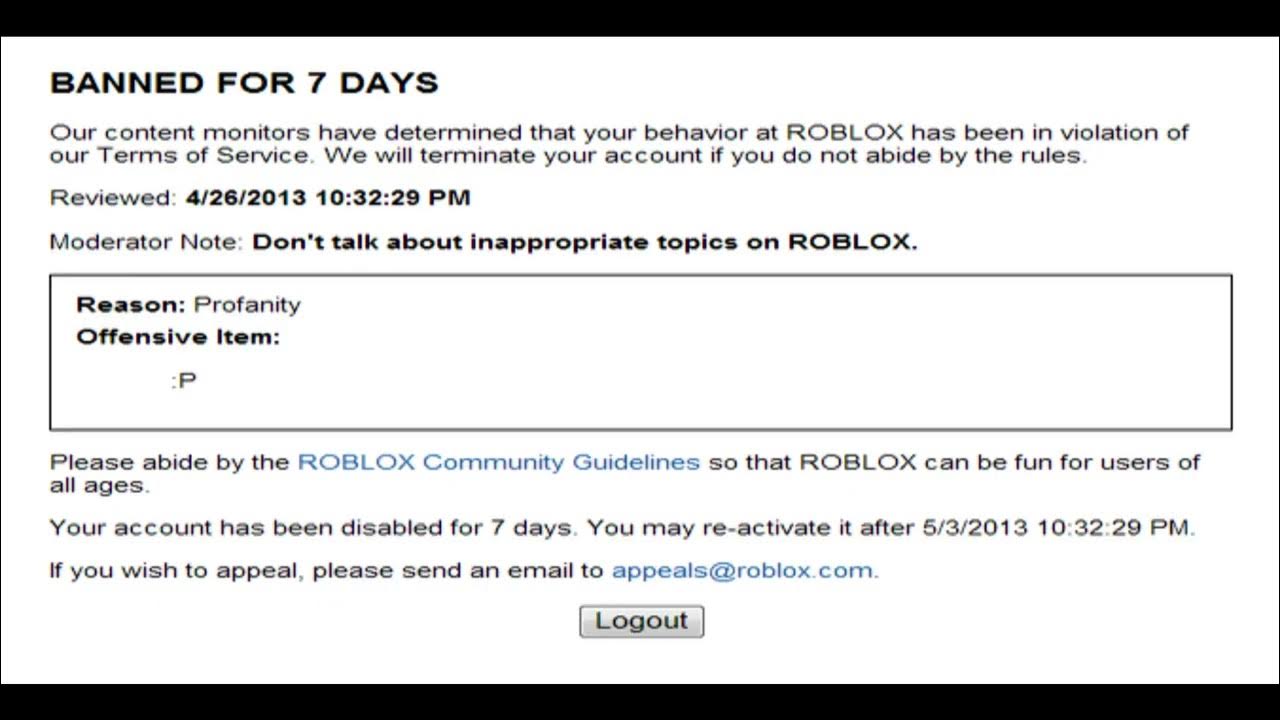 Funniest Roblox Bans (Part 1) - YouTube