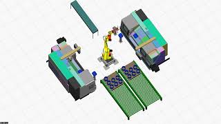 iA-ROBOTICS - Dual Gripper Machine Tending 3D-Simulation
