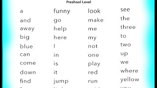 Learn Preschool English Sight Words ~ You Tube ~