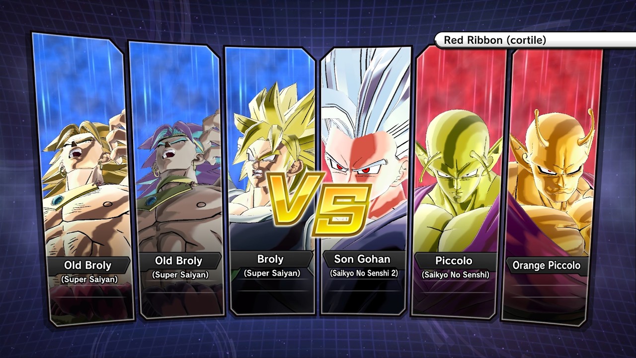 XV2 - Requested (PC): Broly SSJ/Old Broly SSJ/Old Broly SSJ vs Gohan SNS2/Piccolo SNS/Orange Piccolo