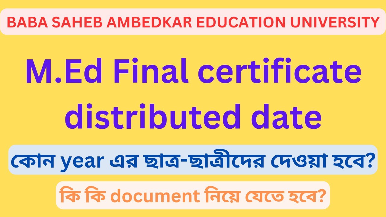 m.ed final certificate distributed date 2023. Wbuttepa New notice 2023. BSAEU m.ed exam update 2023.