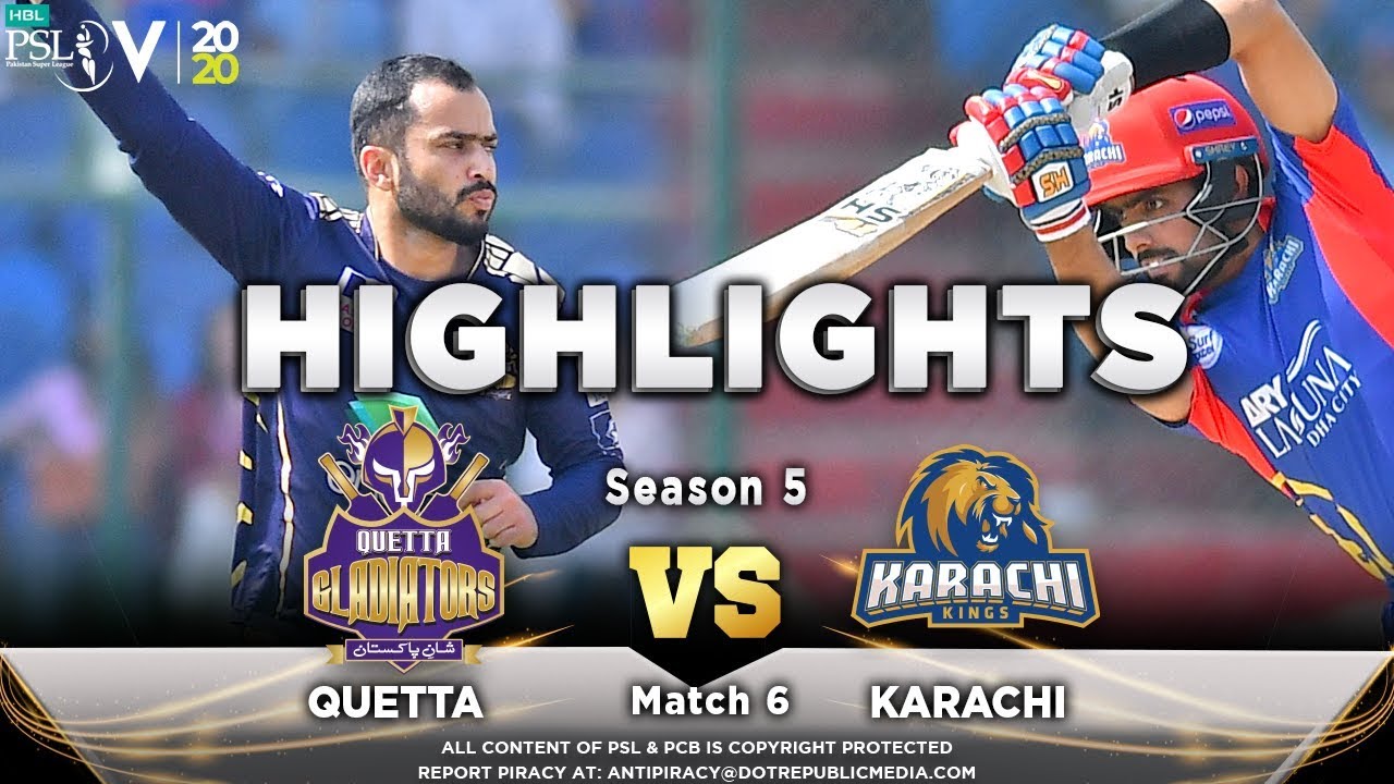 Quetta Gladiators vs Karachi Kings Full Match Highlights Match 6 23 Feb HBL PSL 2020