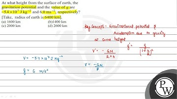 At what height from the surface of earth, the gravitation potential and the value of \( g \) are...