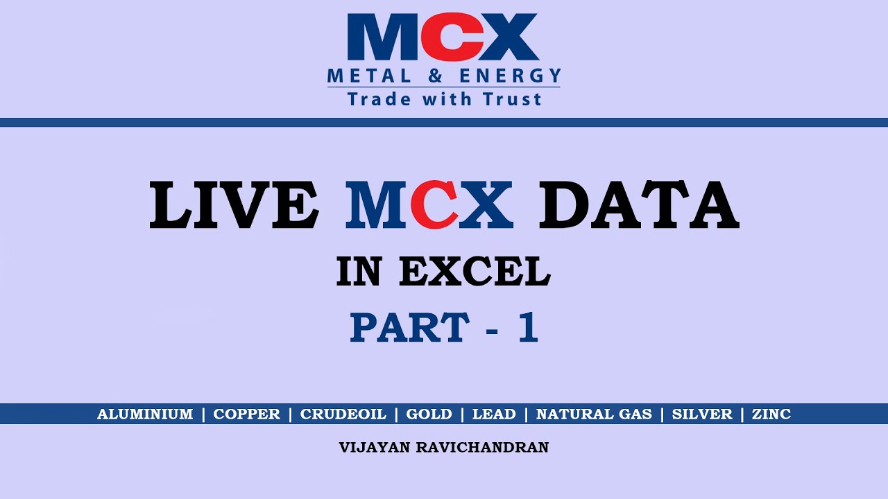 MCX Live Data in Excel 😍 | MCX DATA TO EXCEL 👍 | PART 1