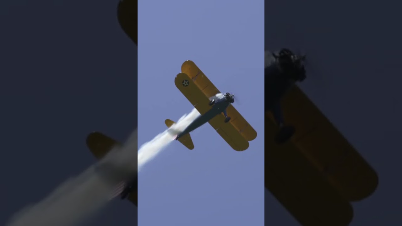 Stearman Bi-Plane Flyby, with that Awesome Vintage Airplane Radial Sound!