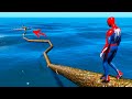 Superheroes Spiderman, Hulk and other Challenge UFO Parkour UFO through the sea !
