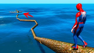 Superheroes Spiderman, Hulk and other Challenge UFO Parkour UFO through the sea !