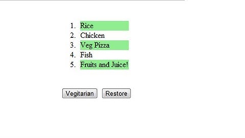 jQuery Methods and CSS: Restaurant Application