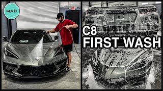 Dirty C8 Corvette Deep Clean First Wash - Exterior \& Interior Auto Detailing