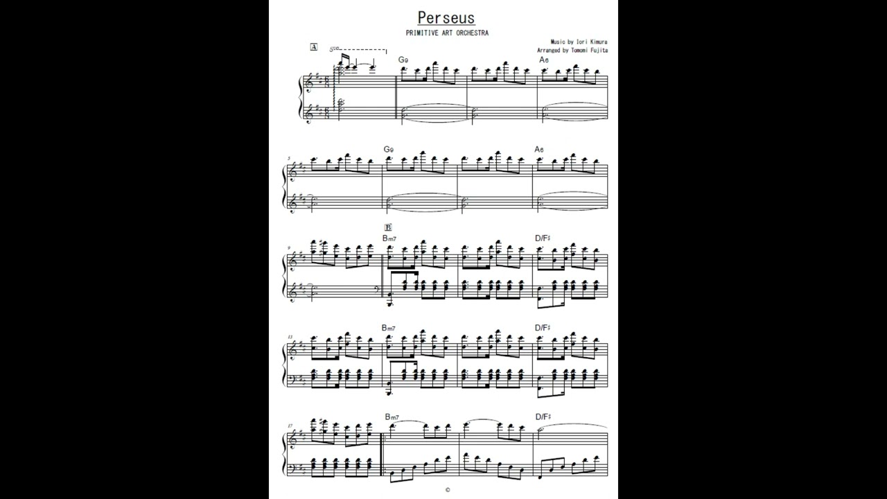 Perseus / PRIMITIVE ART ORCHESTRA ピアノソロ譜 - YouTube