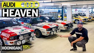 Inside Audi’s Secret Storage Facility: Scotto Loses His Mind! Racecars Everywhere #audi #hoonigan