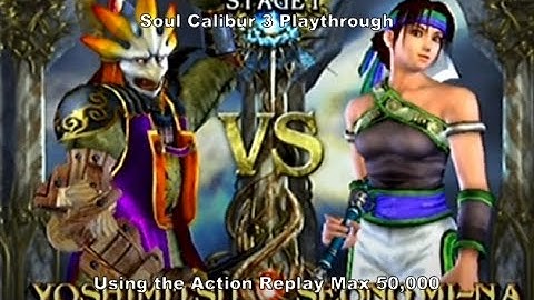 Soul Calibur 3 Yoshimitsu Playthrough using the Action Replay Max 50,000 cheat codes for Ps2 :D #Ps2