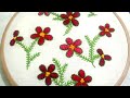 Hand embroidery, flower pattern with criss cross chain stitch